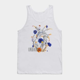 Ukraine. anatomical heart with watercolor flowers Tank Top